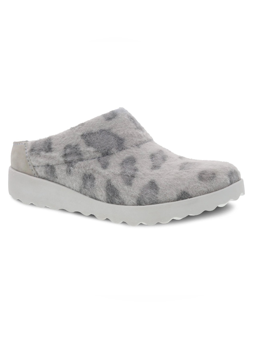 Dansko Lucie Felt Leopard Clogs Women 41 US 10.5-11 Gray Fuzzy Slip On Shoes
